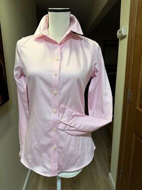 Banana Republic Non-Iron Fitted Pink Stretch Shirt Sz 2